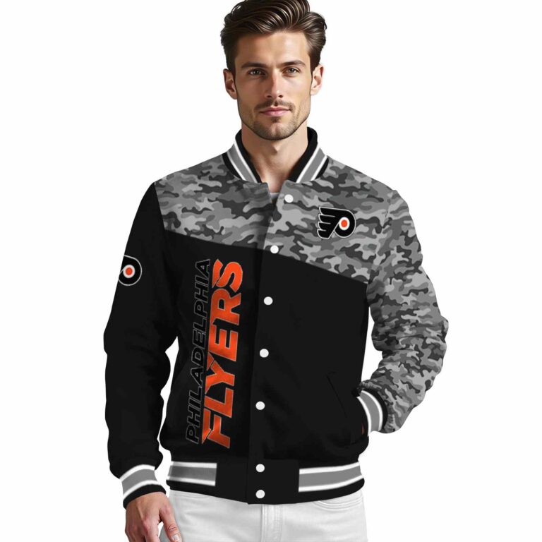 philadelphia flyers camo patchwork black jacket high quality jacketwow