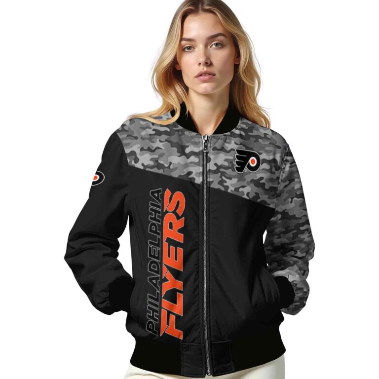 philadelphia flyers camo patchwork black jacket latest model jacketwow