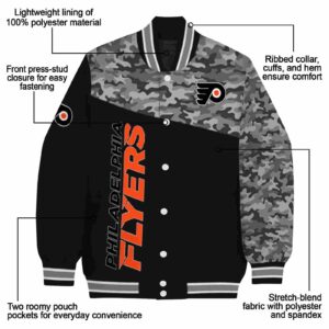 philadelphia flyers camo patchwork black jacket new arrival jacketwow