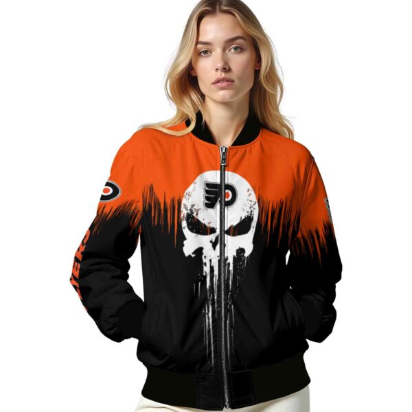 philadelphia flyers punisher skull orange black white jacket latest model jacketwow