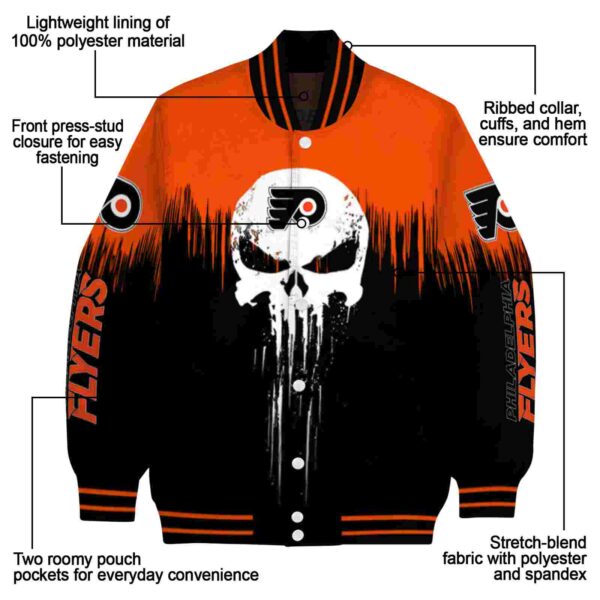 philadelphia flyers punisher skull orange black white jacket new arrival jacketwow