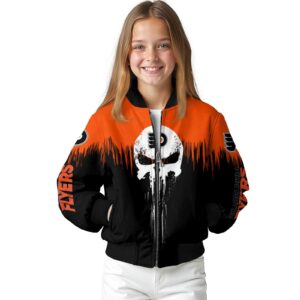 philadelphia flyers punisher skull orange black white jacket top rated jacketwow