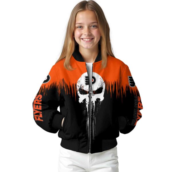 philadelphia flyers punisher skull orange black white jacket top rated jacketwow