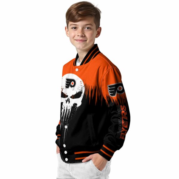 philadelphia flyers punisher skull orange black white jacket trendy jacketwow
