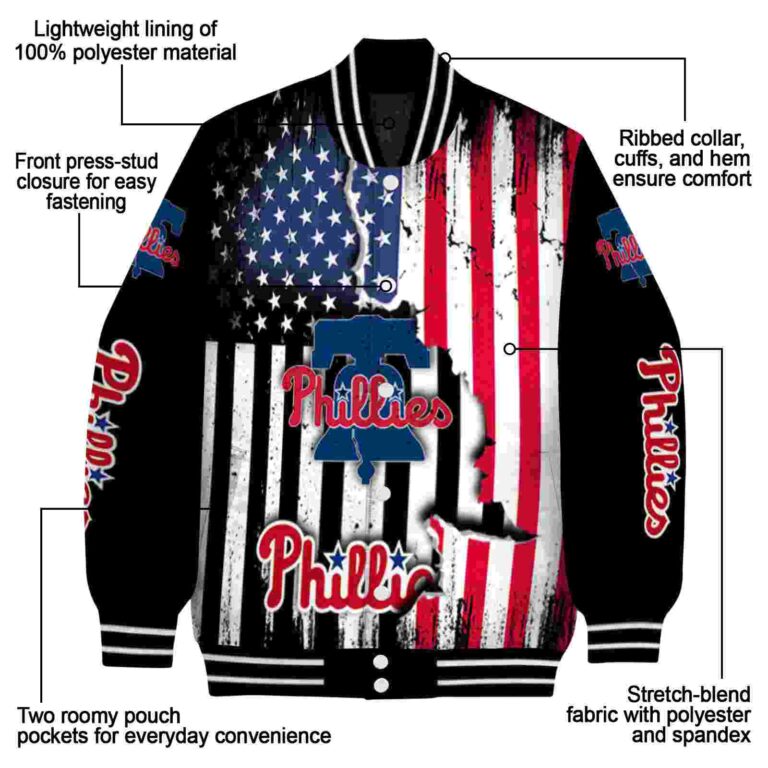 philadelphia phillies patriotic theme black jacket new arrival jacketwow