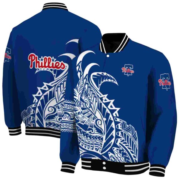 philadelphia phillies tribal art blue white black jacket fashion forward jacketwow