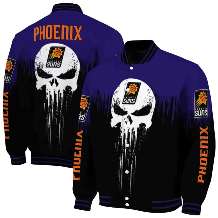 phoenix suns punisher skull purple black white jacket fashion forward jacketwow