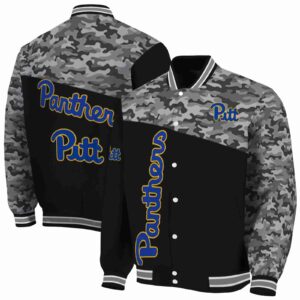 pittsburgh panthers camo patchwork black jacket fashion forward jacketwow