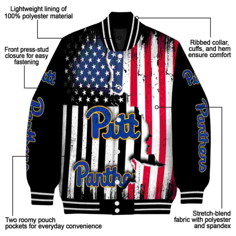 pittsburgh panthers patriotic theme black jacket new arrival jacketwow