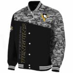 pittsburgh penguins camo patchwork black jacket best selling jacketwow