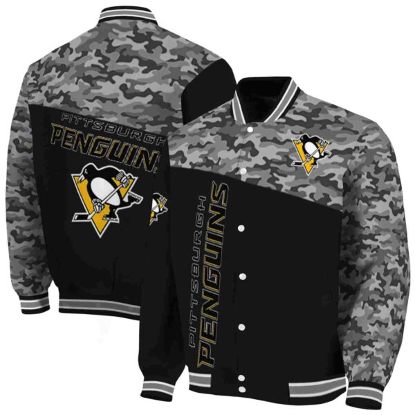 pittsburgh penguins camo patchwork black jacket fashion forward jacketwow