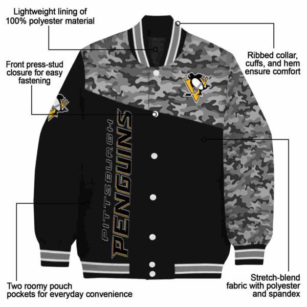 pittsburgh penguins camo patchwork black jacket new arrival jacketwow