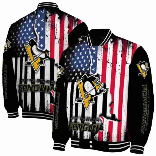 pittsburgh penguins patriotic theme black jacket fashion forward jacketwow