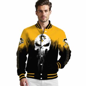 pittsburgh penguins punisher skull yellow black white jacket high quality jacketwow