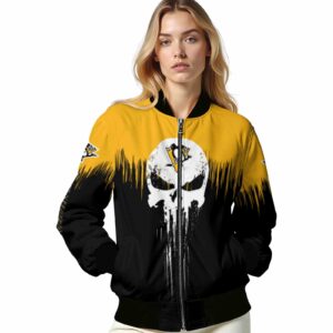 pittsburgh penguins punisher skull yellow black white jacket latest model jacketwow