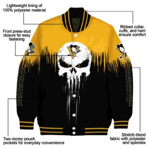 pittsburgh penguins punisher skull yellow black white jacket new arrival jacketwow