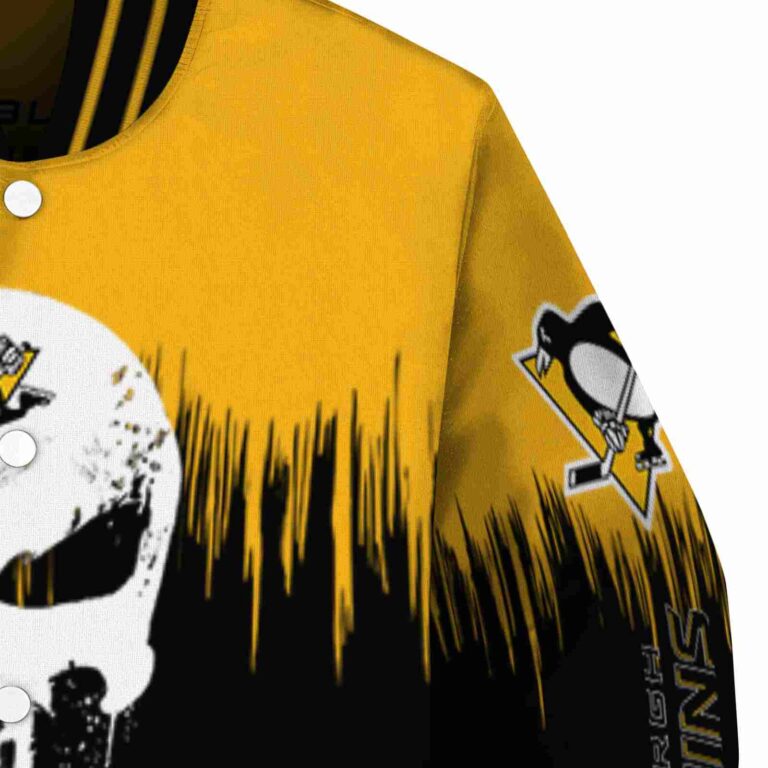 pittsburgh penguins punisher skull yellow black white jacket premium grade jacketwow