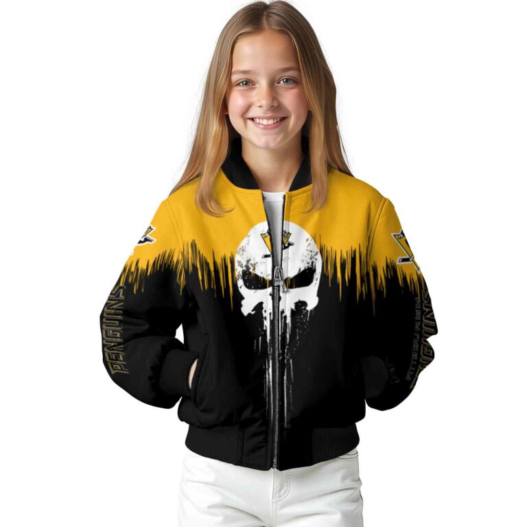 pittsburgh penguins punisher skull yellow black white jacket top rated jacketwow