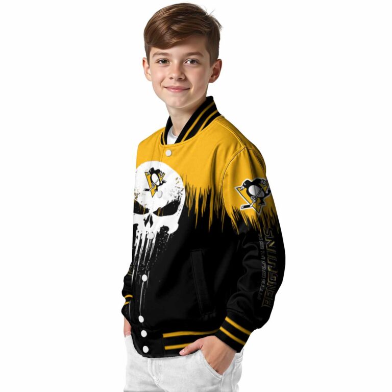 pittsburgh penguins punisher skull yellow black white jacket trendy jacketwow