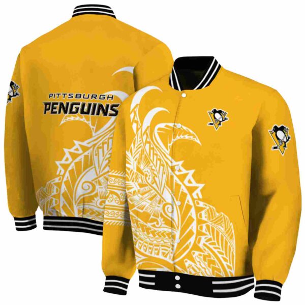 pittsburgh penguins tribal art yellow white black jacket fashion forward jacketwow