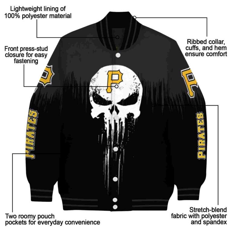 pittsburgh pirates punisher skull black white jacket new arrival jacketwow