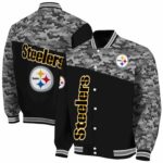pittsburgh steelers camo patchwork black jacket best selling jacketwow