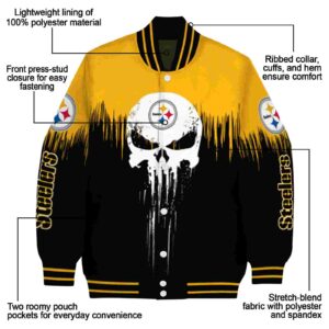 pittsburgh steelers punisher skull gold black white jacket new arrival jacketwow