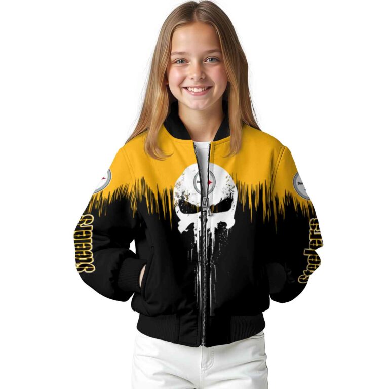 pittsburgh steelers punisher skull gold black white jacket top rated jacketwow