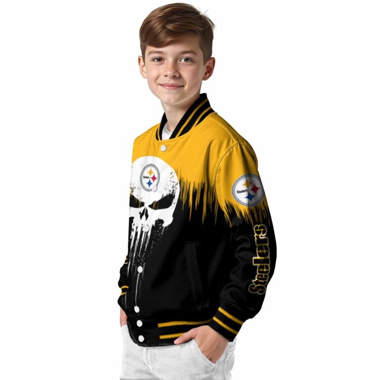pittsburgh steelers punisher skull gold black white jacket trendy jacketwow