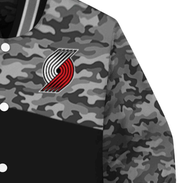 portland trail blazers camo patchwork black jacket premium grade jacketwow
