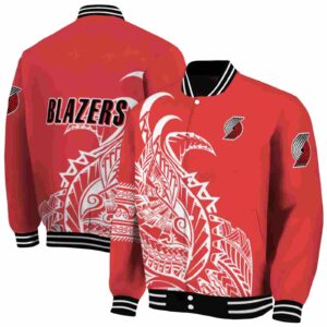 portland trail blazers tribal art red white black jacket fashion forward jacketwow