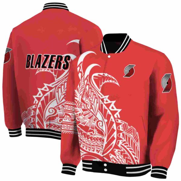 portland trail blazers tribal art red white black jacket fashion forward jacketwow