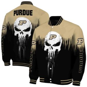 purdue boilermakers punisher skull gold black white jacket fashion forward jacketwow