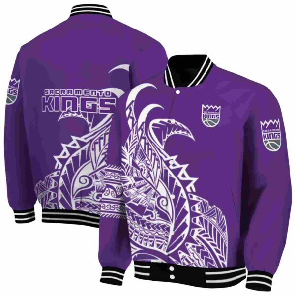 sacramento kings tribal art purple white black jacket fashion forward jacketwow
