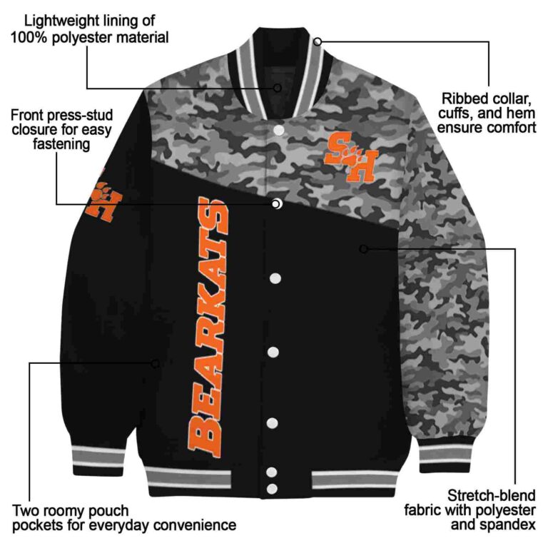 sam houston bearkats camo patchwork black jacket new arrival jacketwow