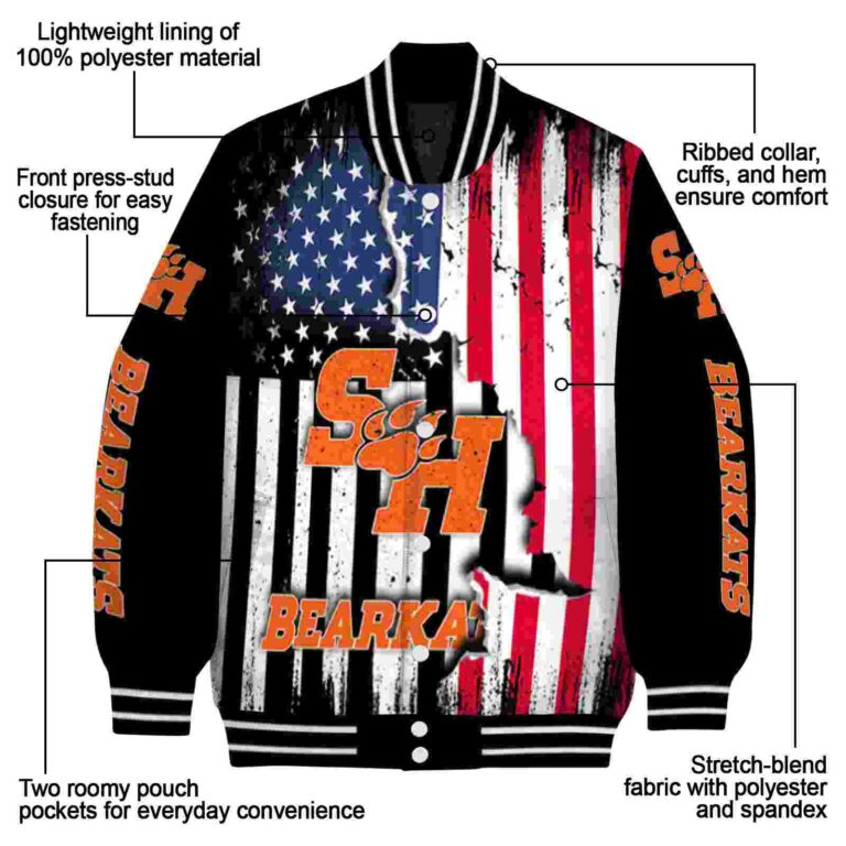 sam houston bearkats patriotic theme black jacket new arrival jacketwow