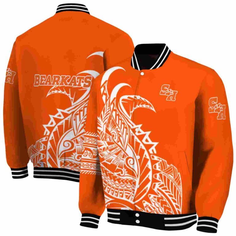 sam houston bearkats tribal art orange white black jacket fashion forward jacketwow