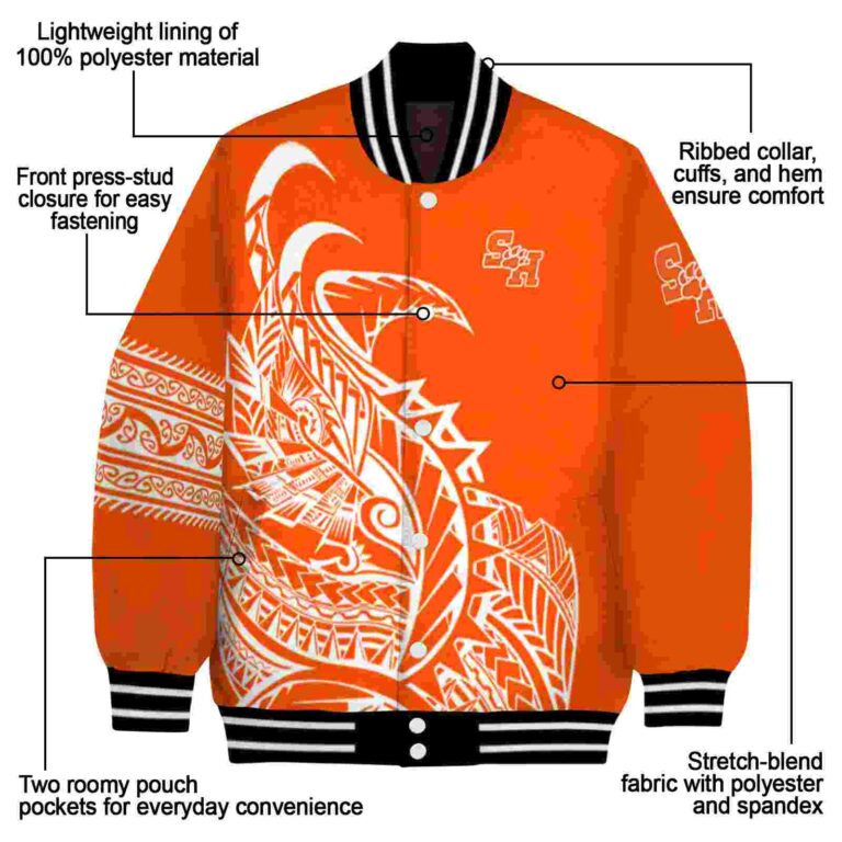 sam houston bearkats tribal art orange white black jacket new arrival jacketwow
