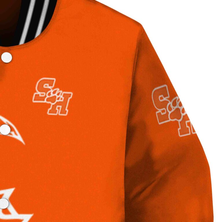 sam houston bearkats tribal art orange white black jacket premium grade jacketwow