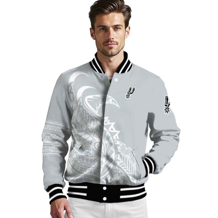 san antonio spurs tribal art silver white black jacket high quality jacketwow