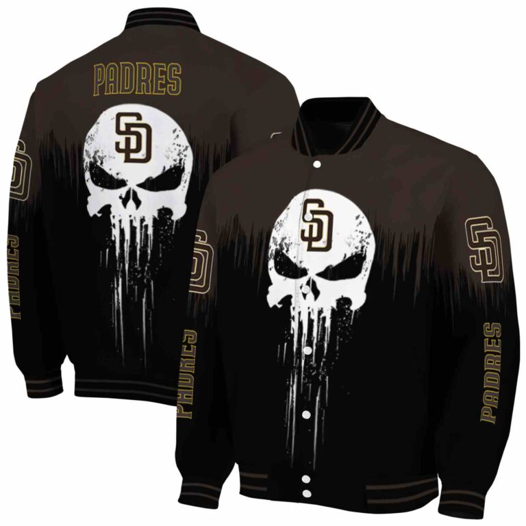 san diego padres punisher skull brown black white jacket fashion forward jacketwow