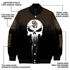 san diego padres punisher skull brown black white jacket new arrival jacketwow