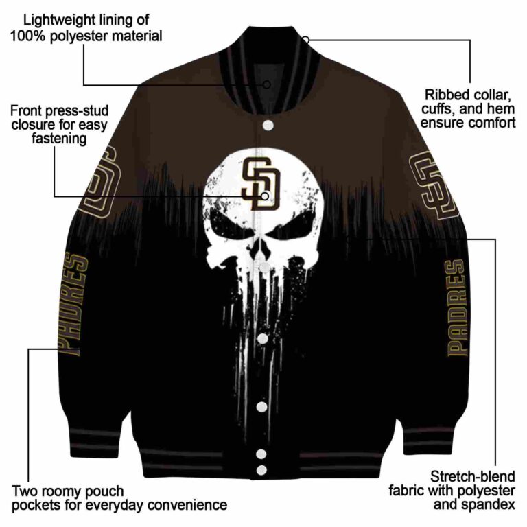 san diego padres punisher skull brown black white jacket new arrival jacketwow