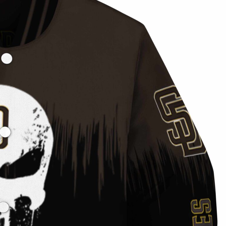 san diego padres punisher skull brown black white jacket premium grade jacketwow