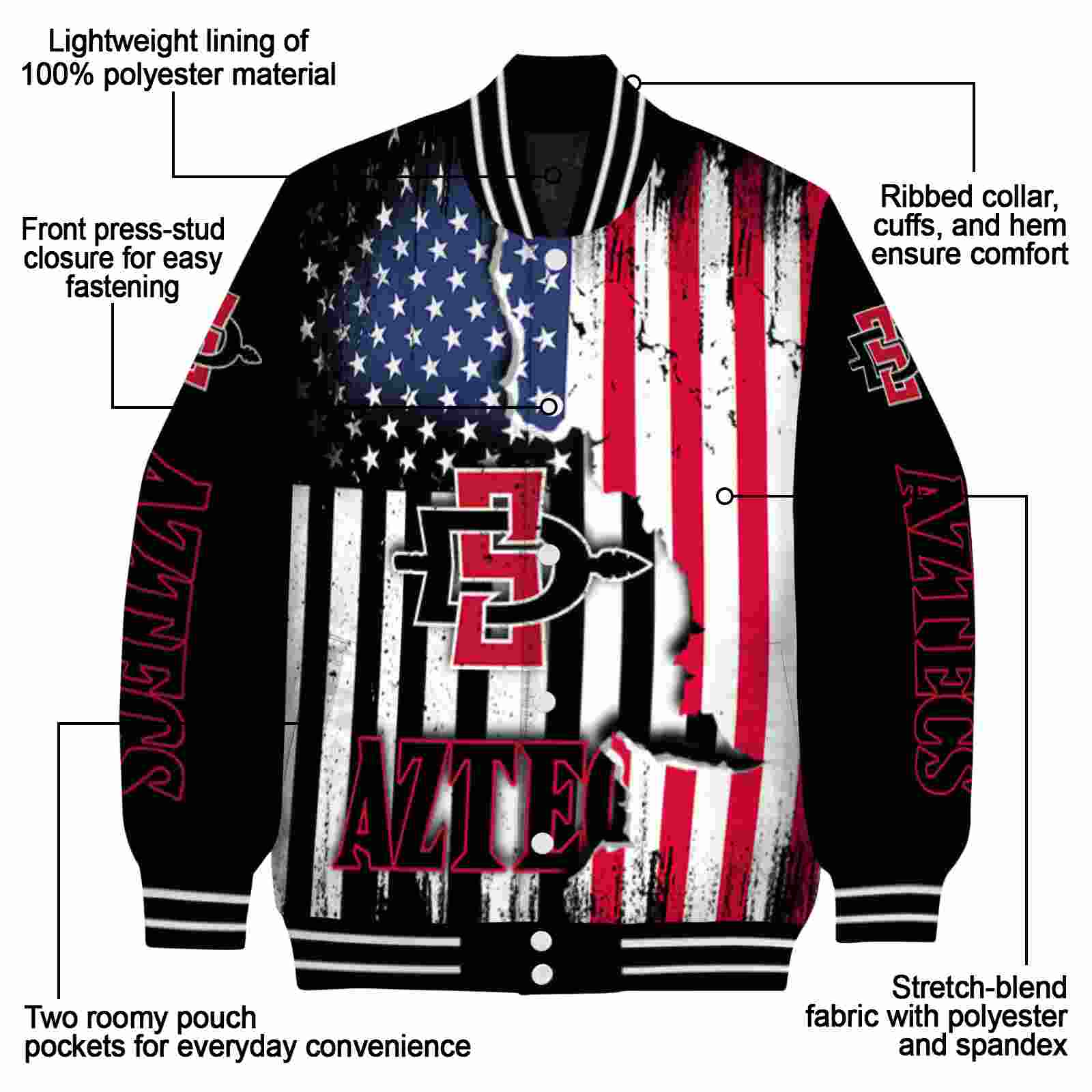 san diego state aztecs patriotic theme black jacket new arrival jacketwow san diego state aztecs patriotic theme black jacket new arrival jacketwow