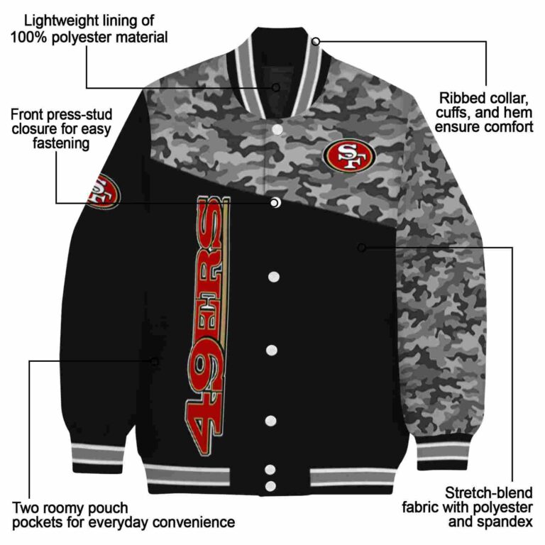 san francisco 49ers camo patchwork black jacket new arrival jacketwow
