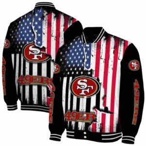 san francisco 49ers patriotic theme black jacket fashion forward jacketwow