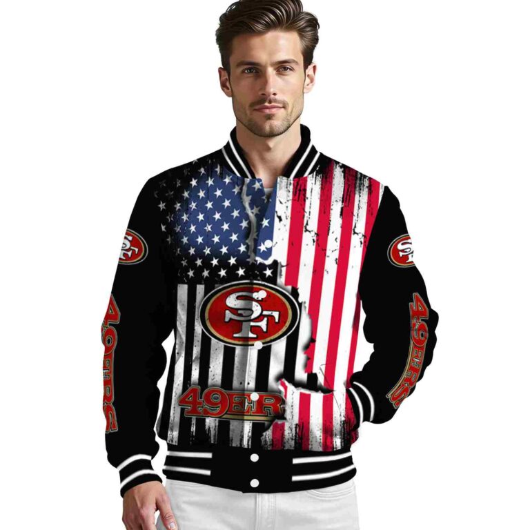 san francisco 49ers patriotic theme black jacket high quality jacketwow