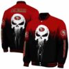 san francisco 49ers punisher skull red black white jacket fashion forward jacketwow