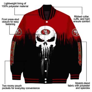 san francisco 49ers punisher skull red black white jacket new arrival jacketwow